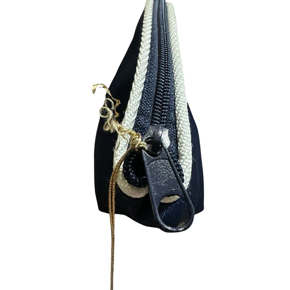 Christian Dior Vintage Novelty Navy & White  Makeup Pouch Bag NEW
